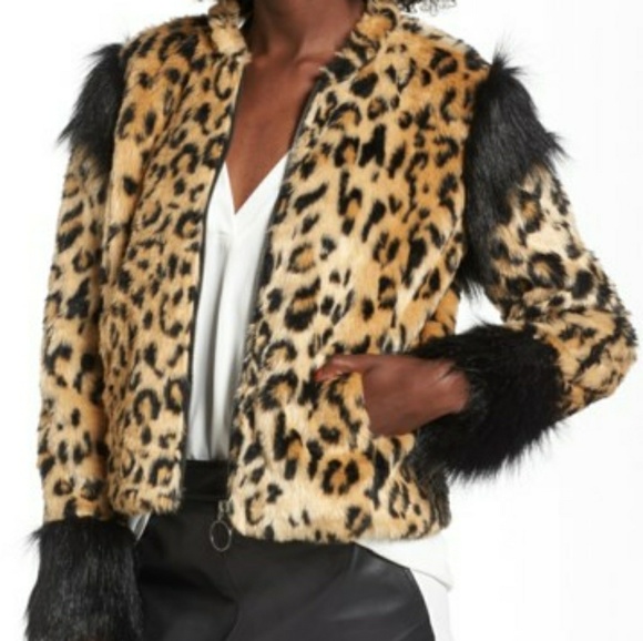 Leith Jackets & Blazers - Leith Fur Plush Fur Leopard Coat Jacket Zipper S